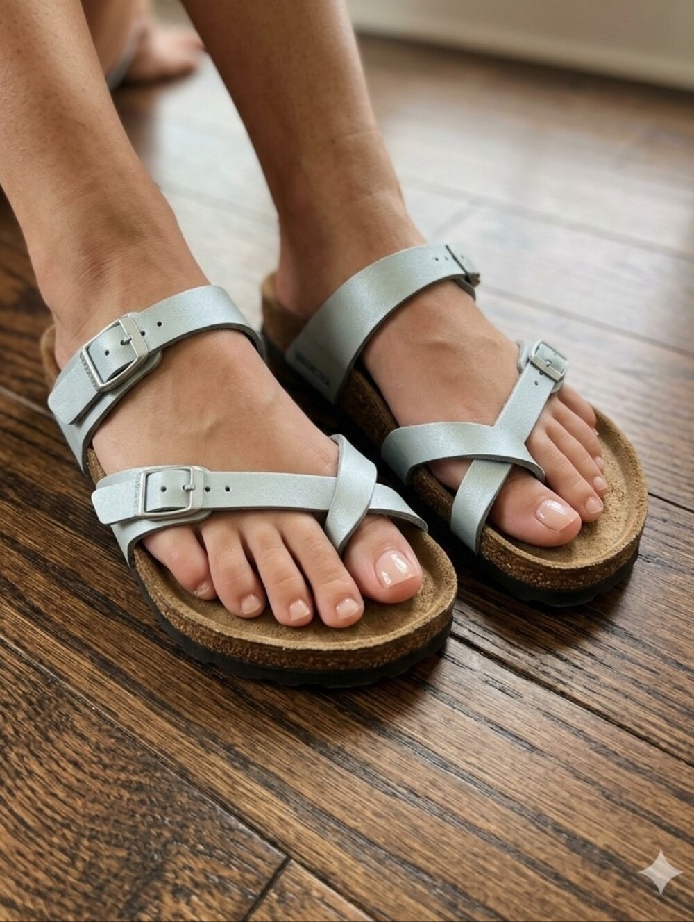 Birkenstock Mayari Silver Strappy Toe Loop Sandals Sz 36 EU 5.5 US